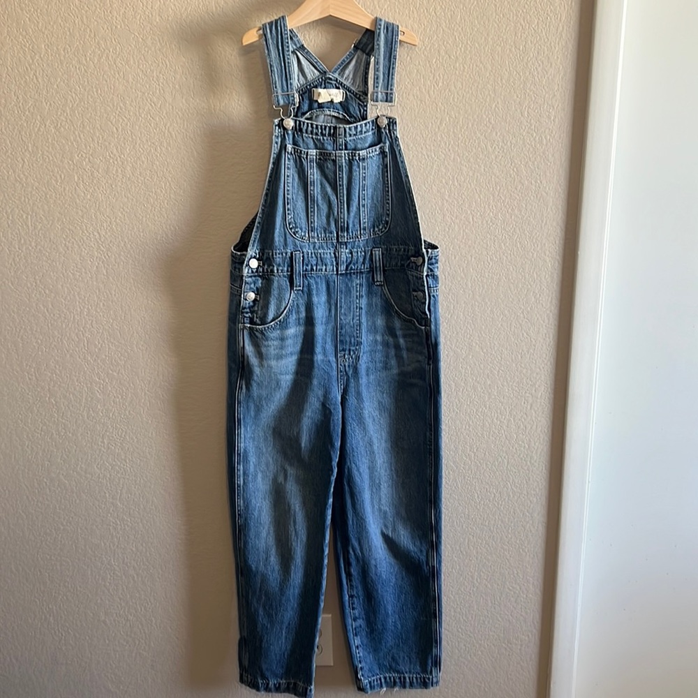 Straight leg overalls in “Hickory” wash.
